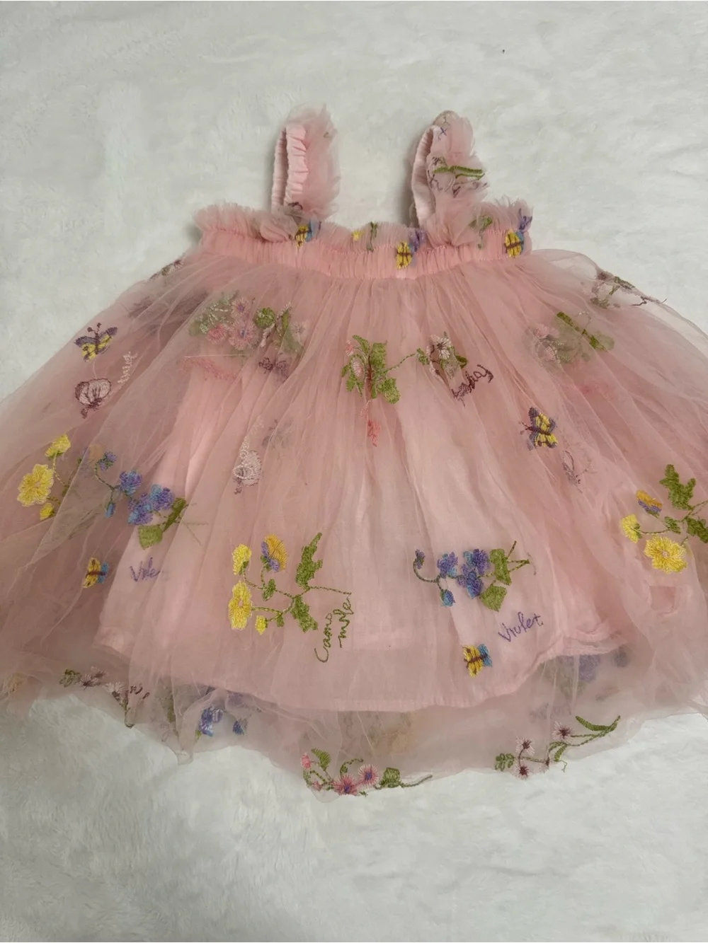 Toddler tulle embroidered flower dress